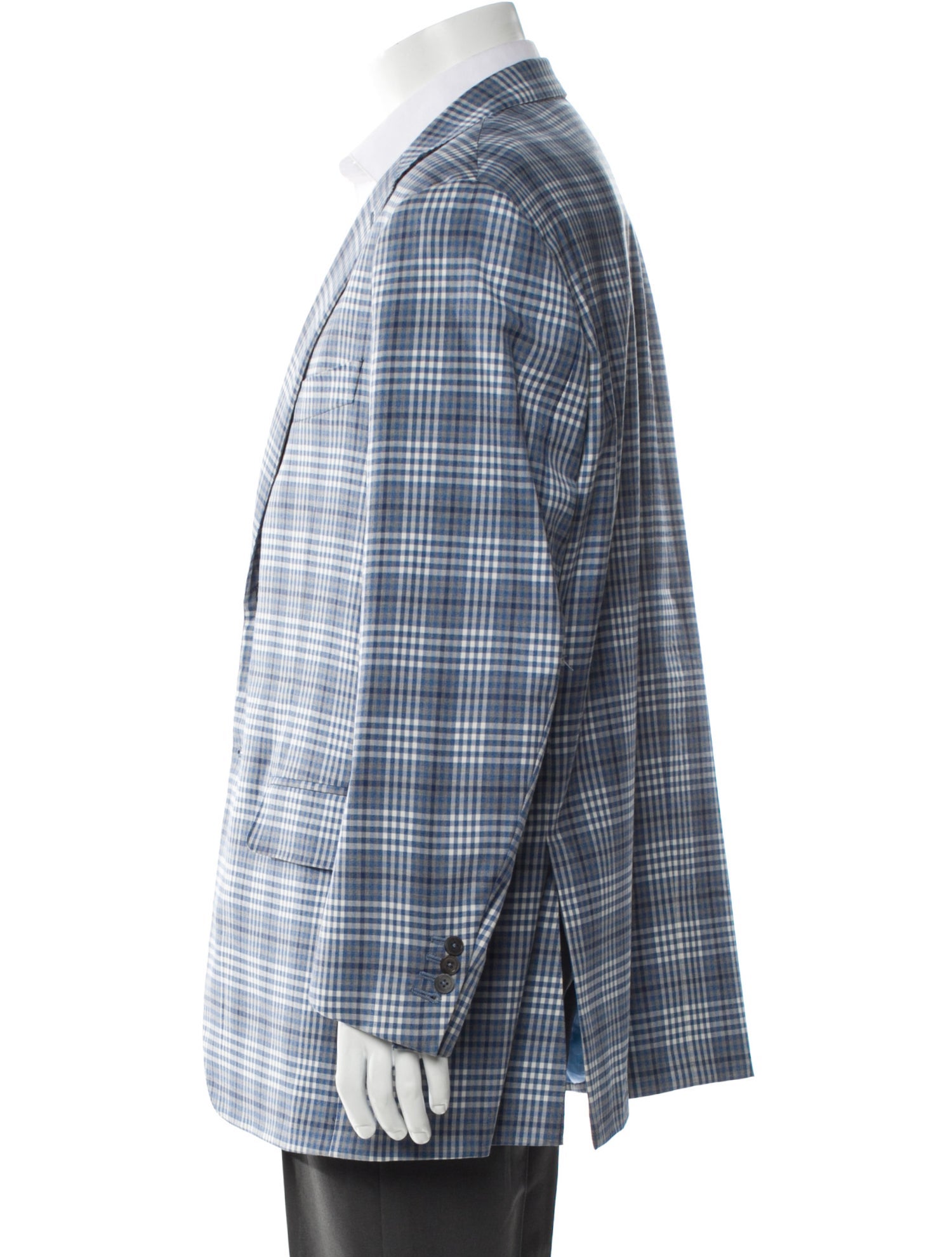 Isaia Wool Plaid Print Blazer