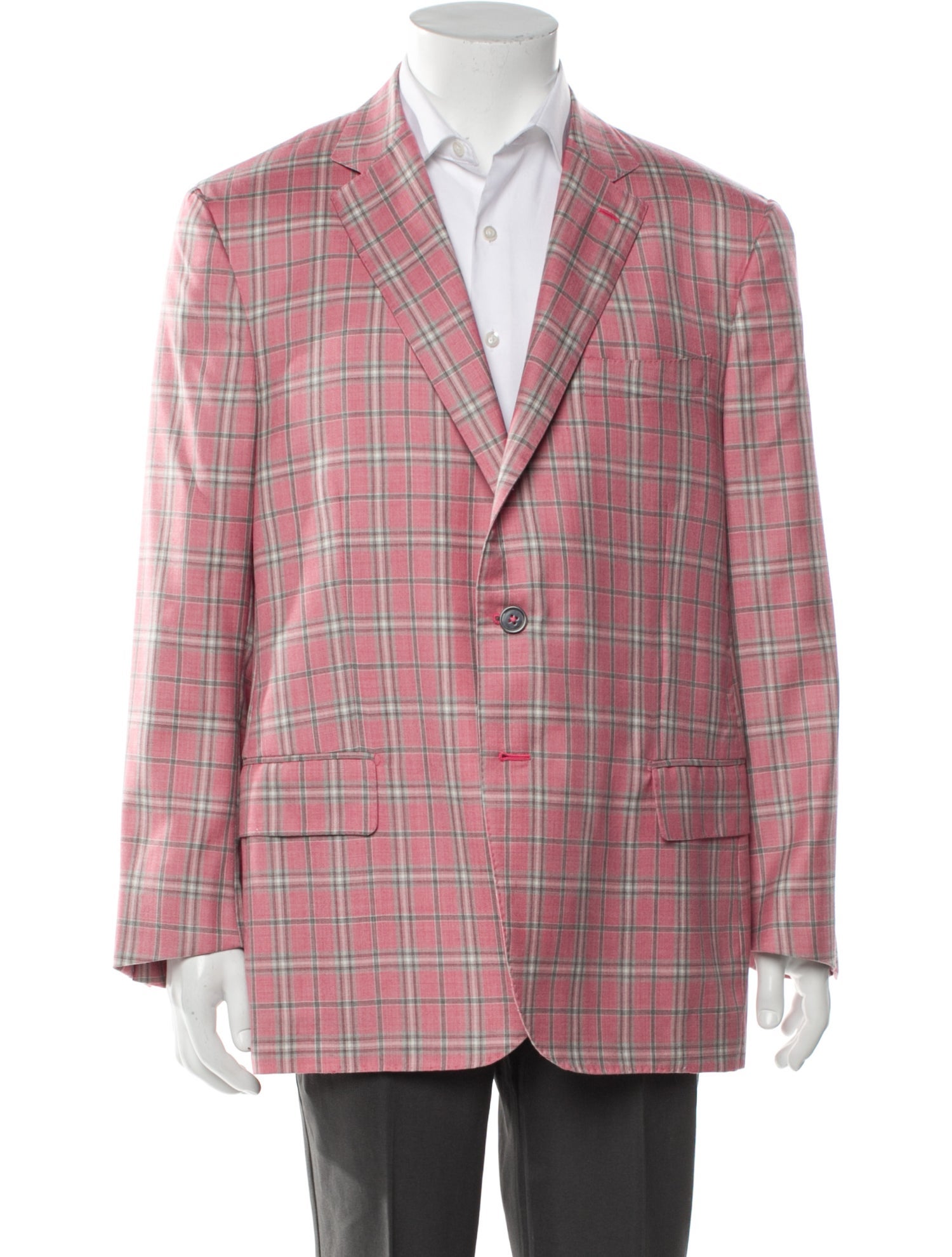 Isaia Cashmere Plaid Print Blazer w/ Tags