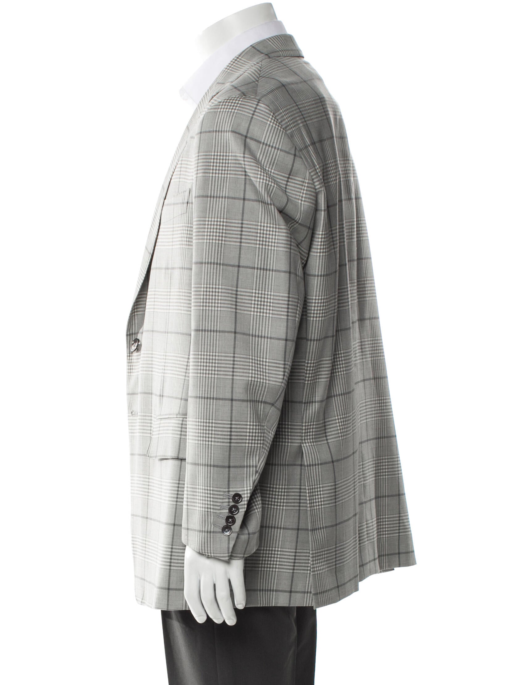 Isaia Wool Plaid Print Blazer