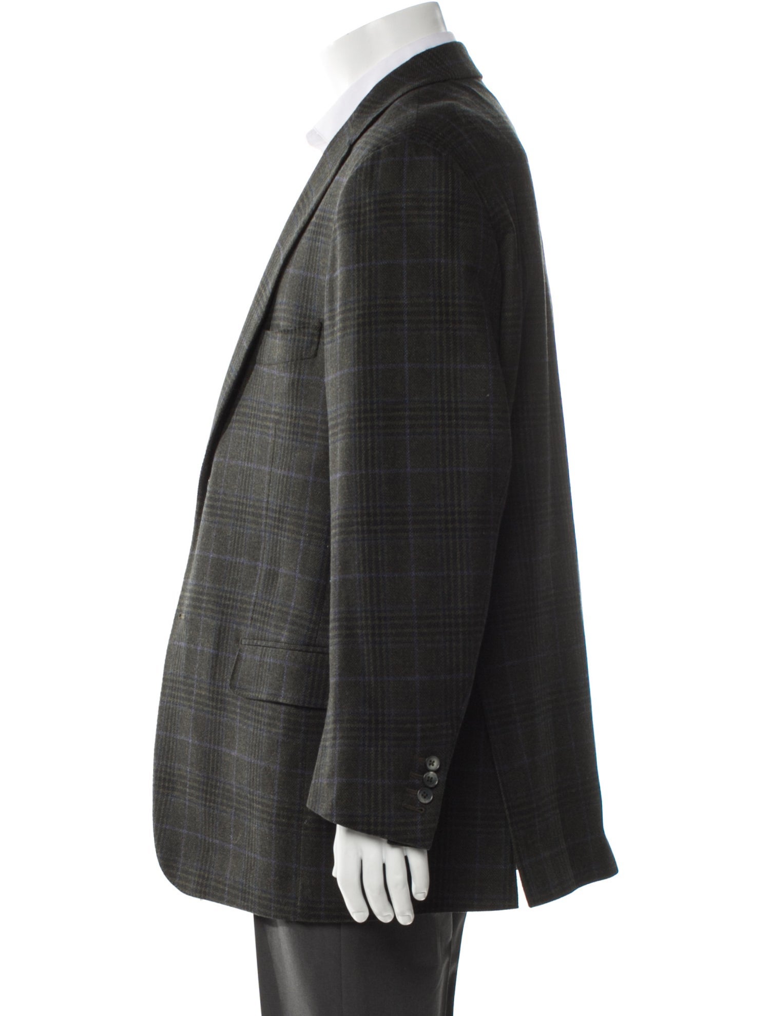 Isaia Wool Plaid Print Blazer