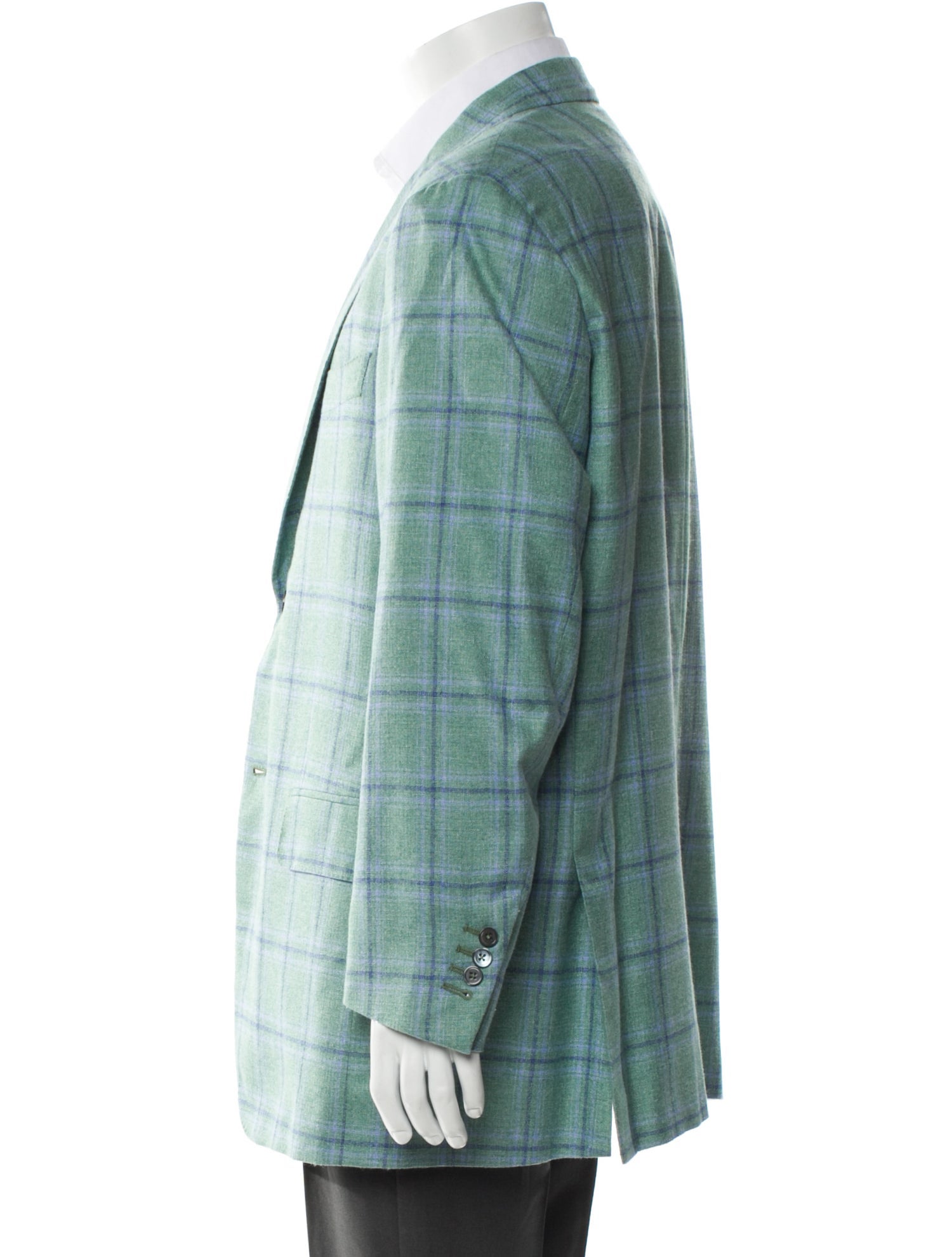 Isaia Silk Plaid Print Blazer