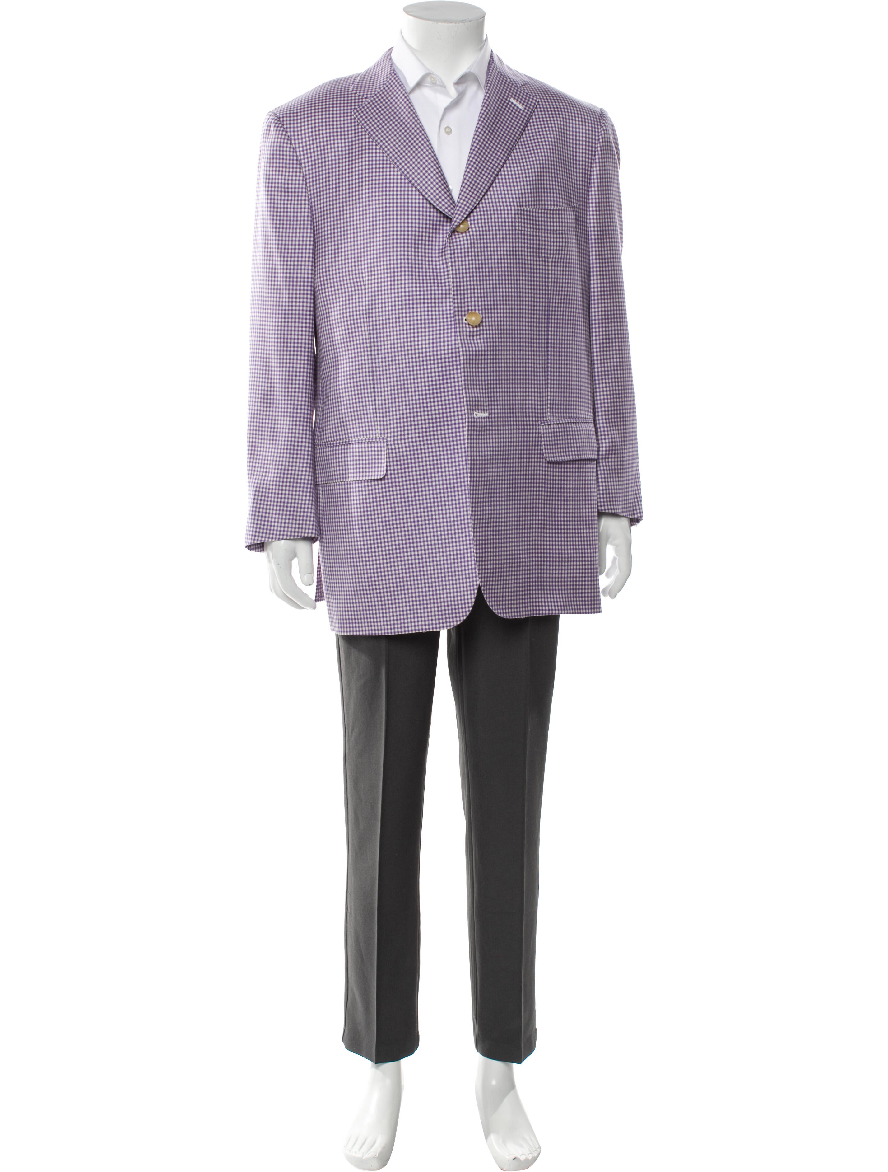 Isaia Cashmere Plaid Print Blazer