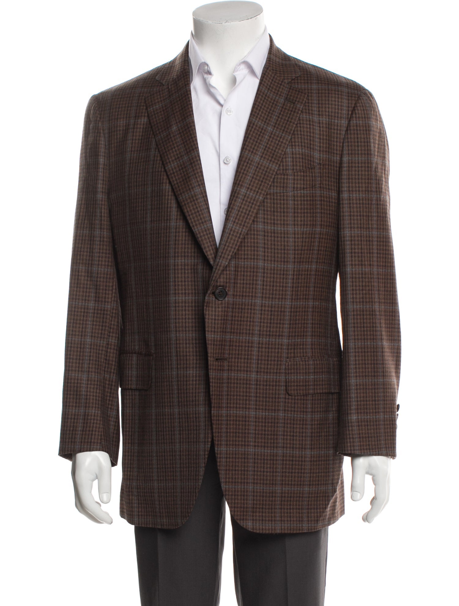 Isaia Wool Plaid Print Sport Coat