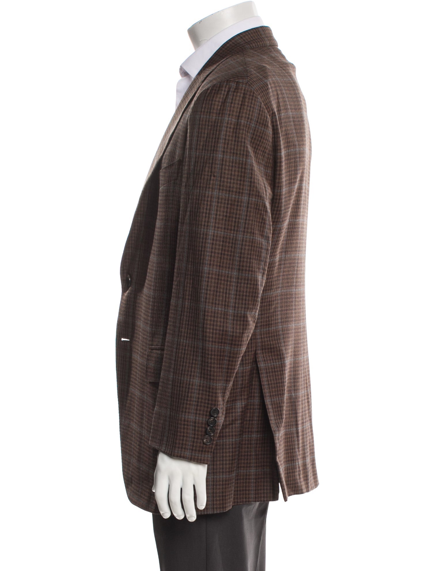 Isaia Wool Plaid Print Sport Coat