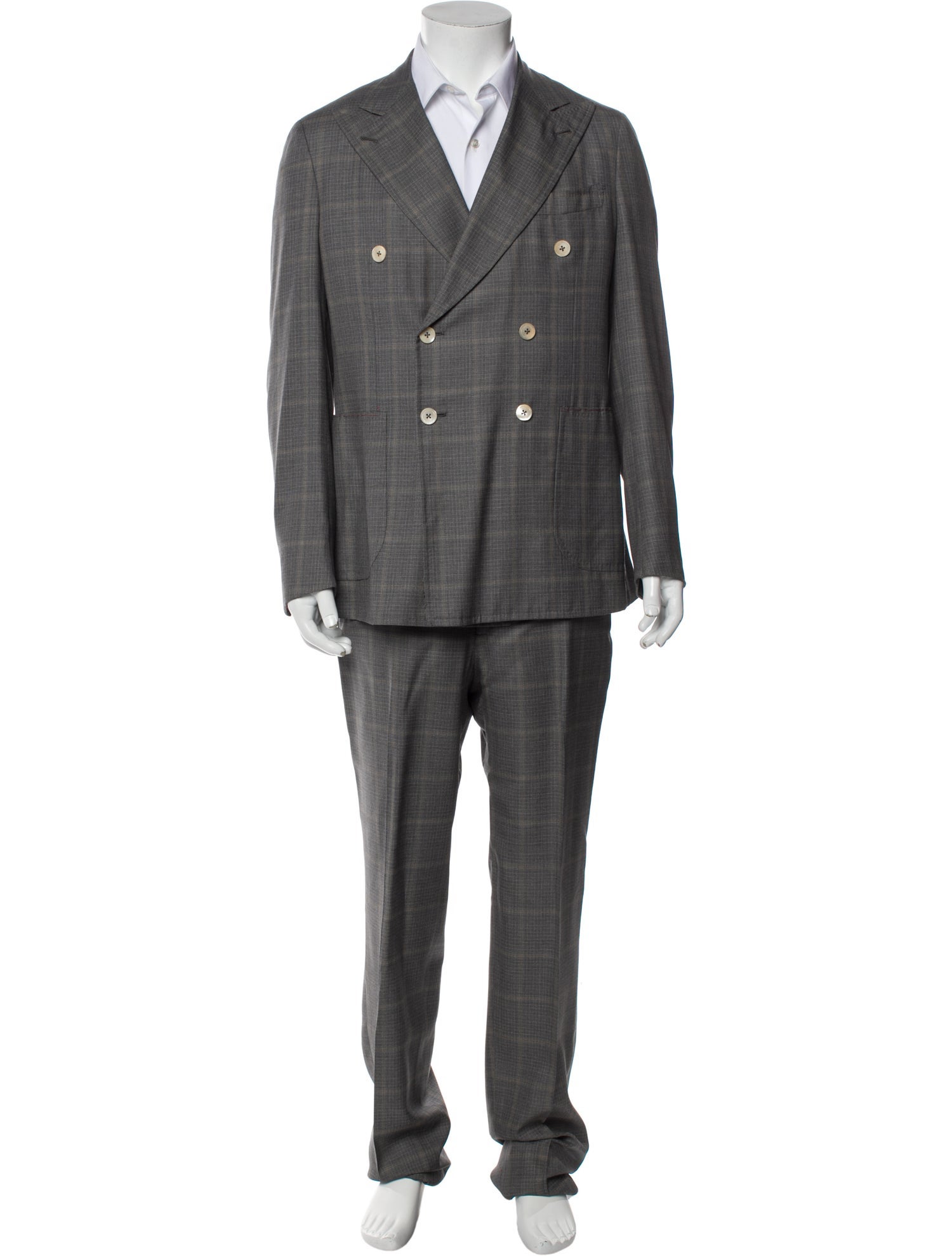 Isaia Plaid Print Two-Piece Suit w/ Tags