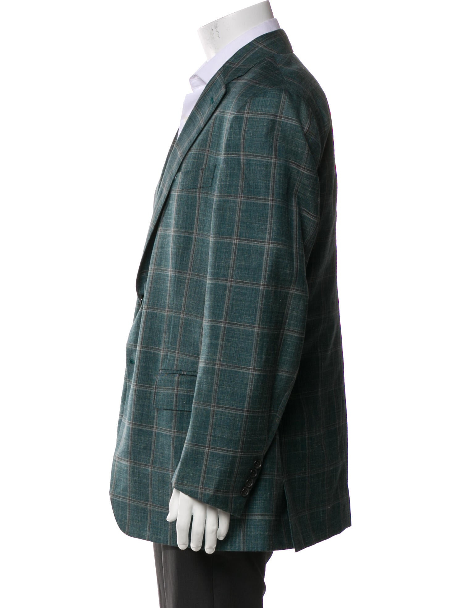 Isaia Wool Plaid Print Blazer