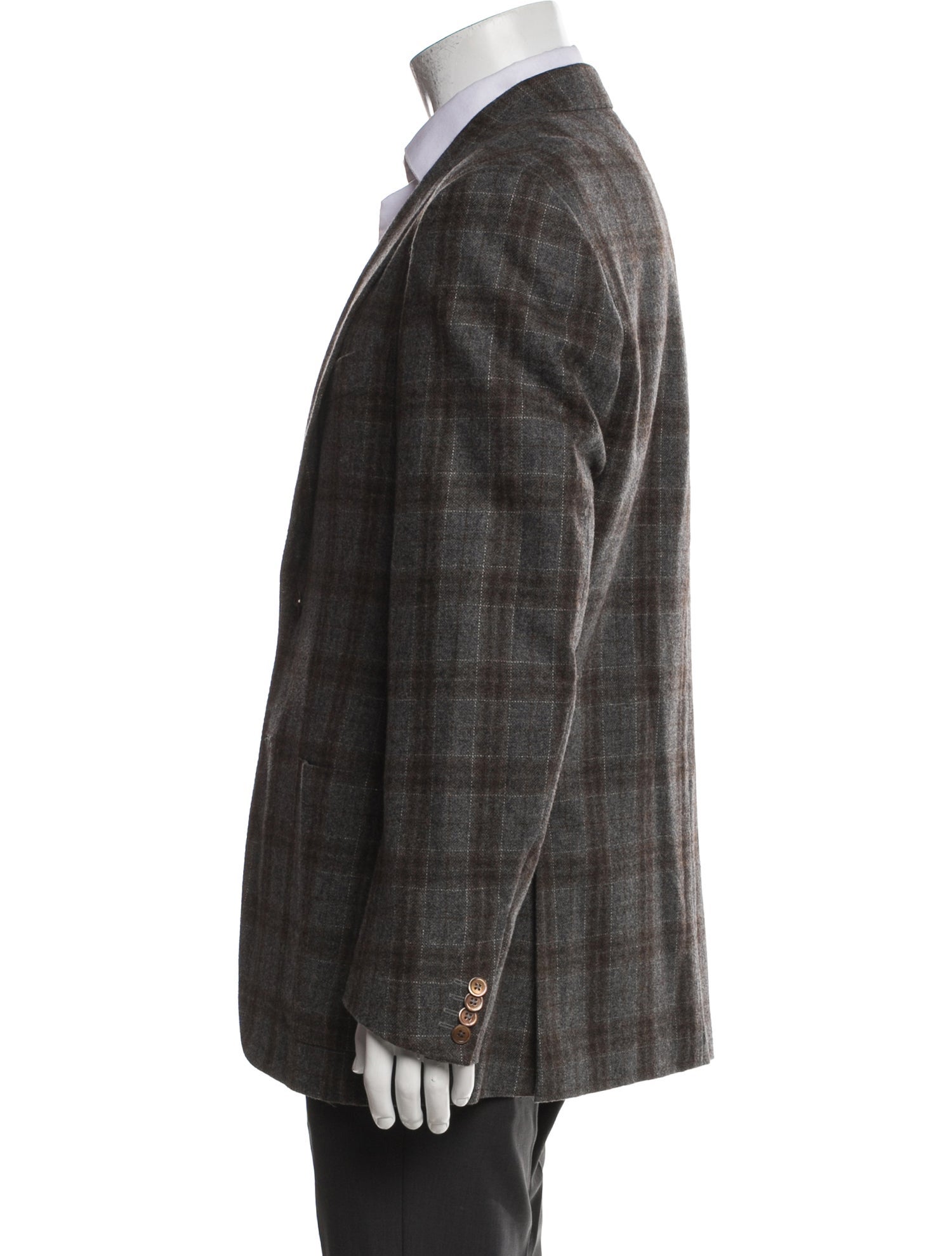 Isaia Wool Plaid Print Blazer