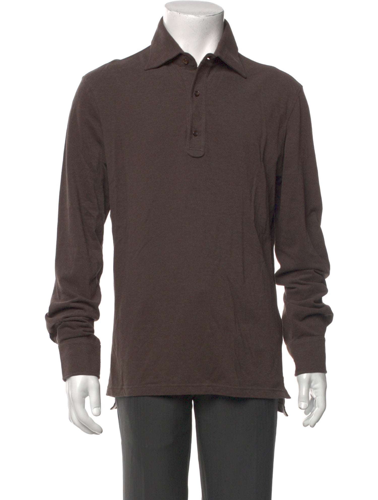 Isaia V-Neck Long Sleeve Polo Shirt