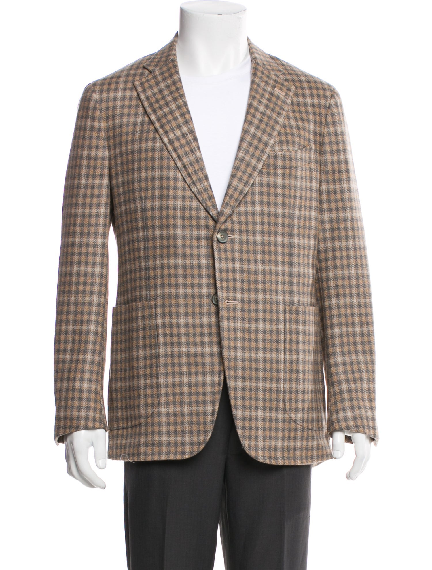Isaia Wool Plaid Print Blazer