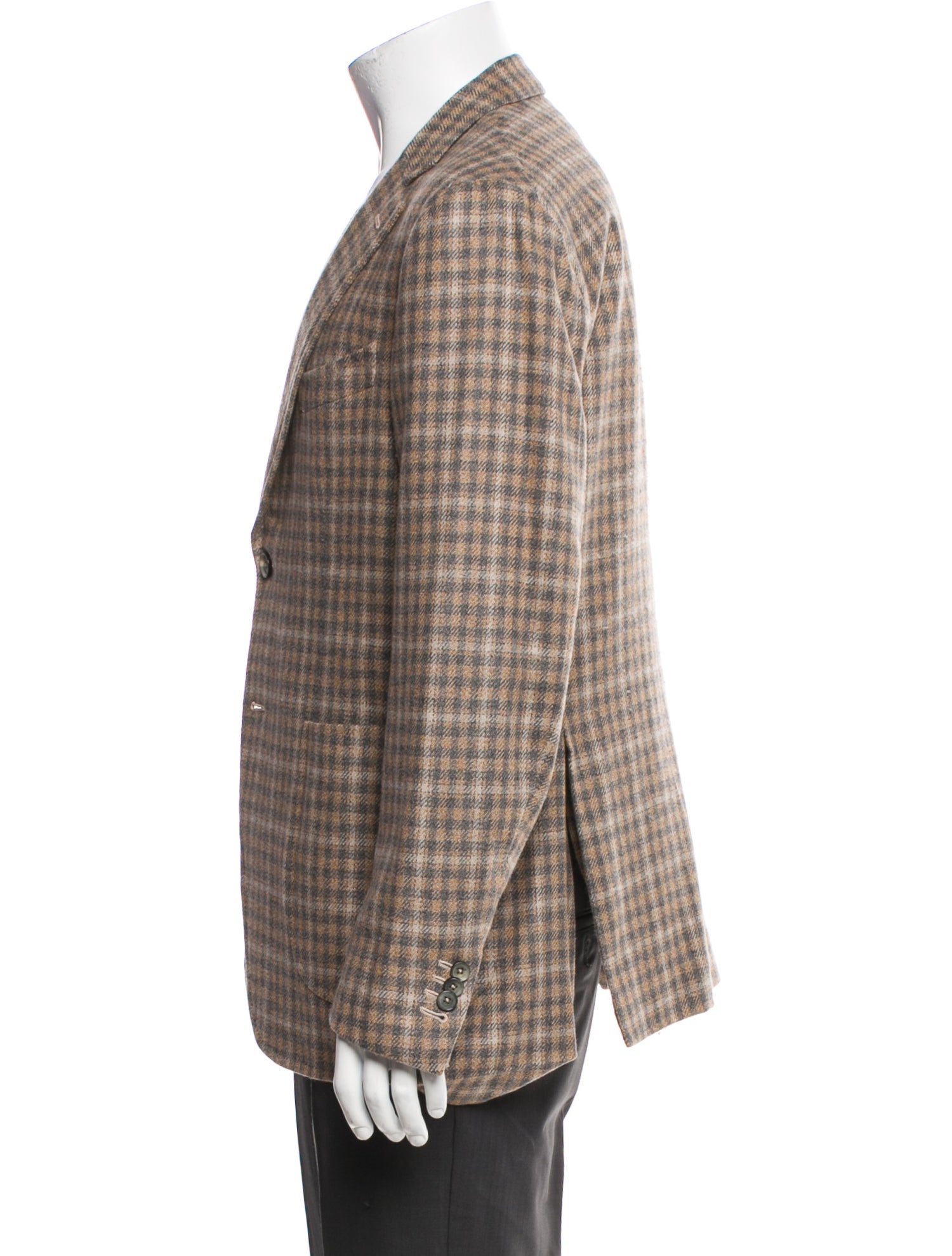 Isaia Wool Plaid Print Blazer