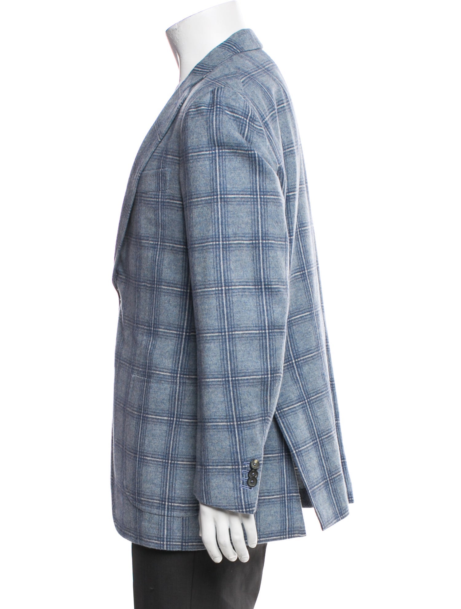 Isaia Wool Plaid Print Blazer