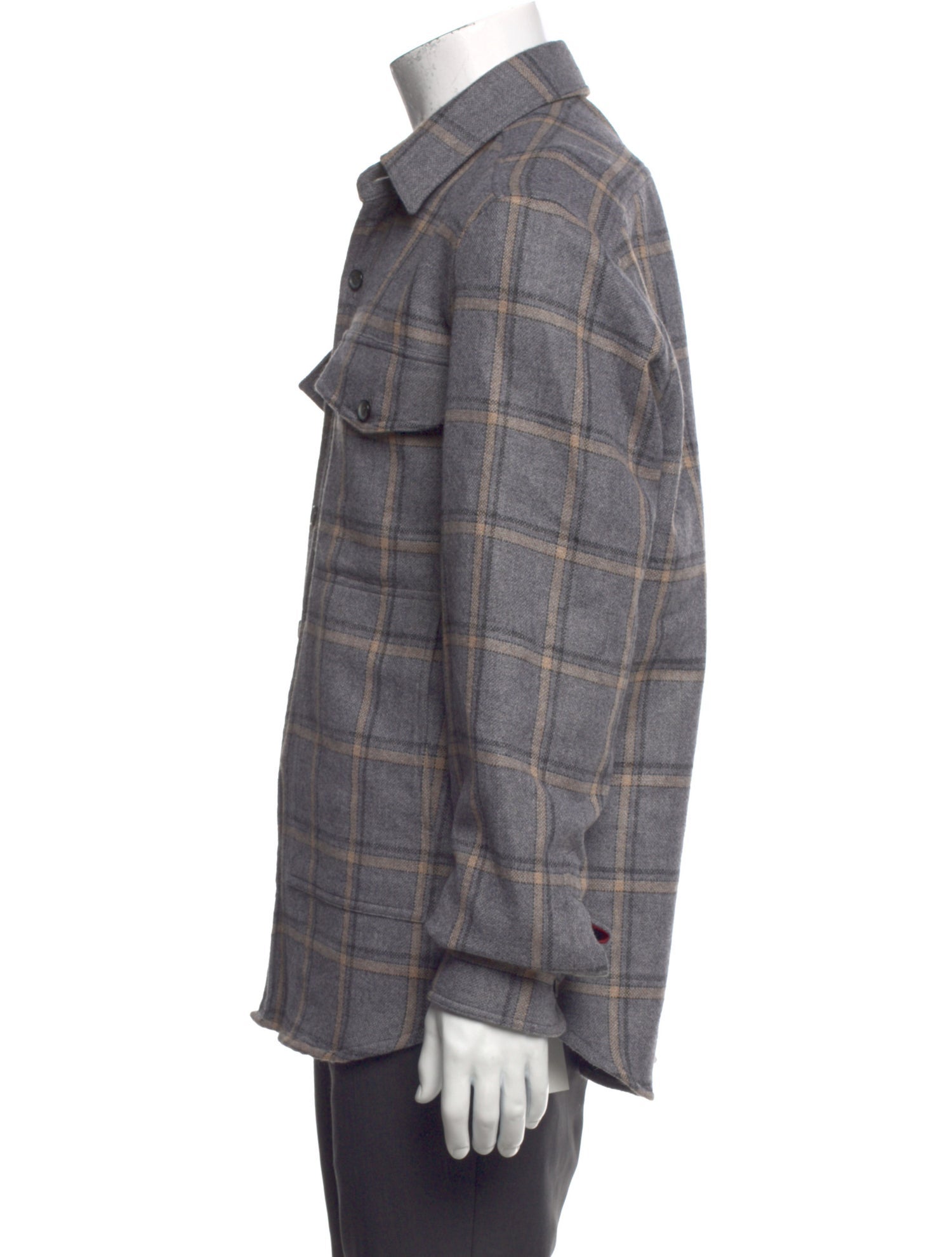 Isaia Cashmere Plaid Print Shirt