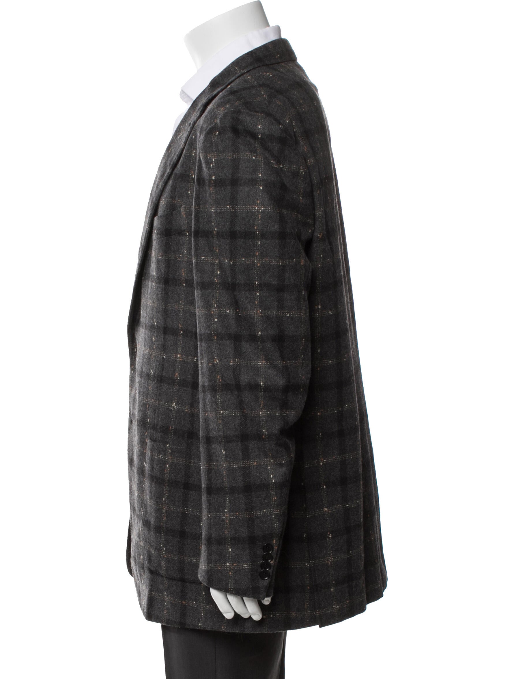 Isaia Wool Plaid Print Blazer