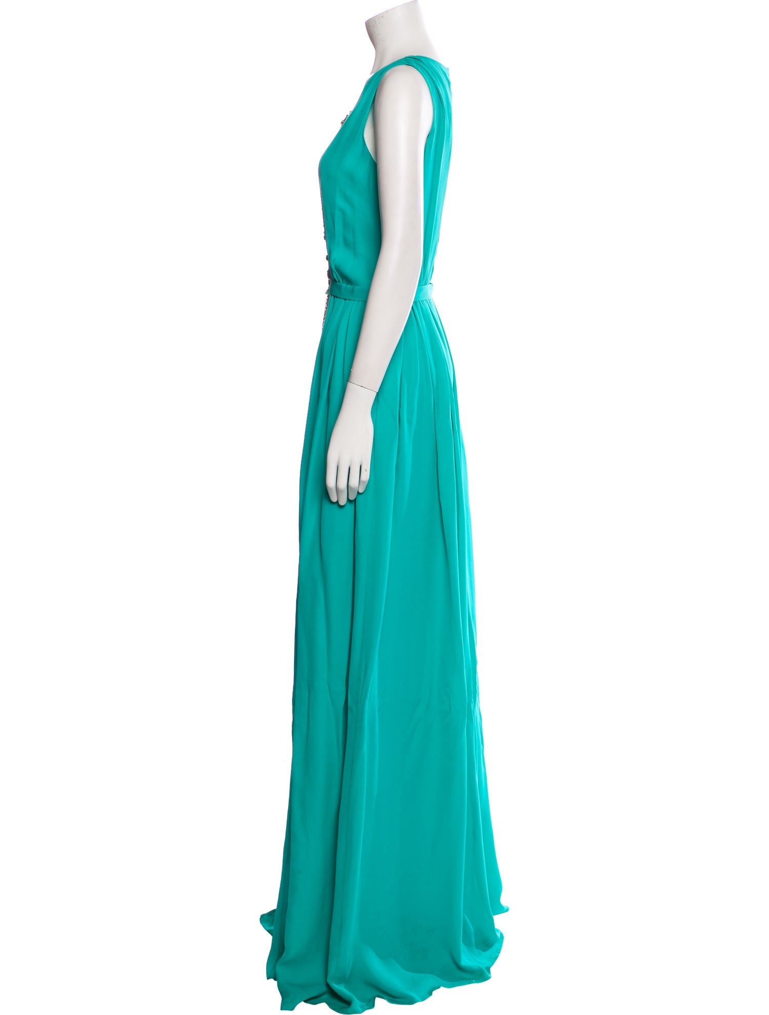 Issa Long Dress Green Patterned