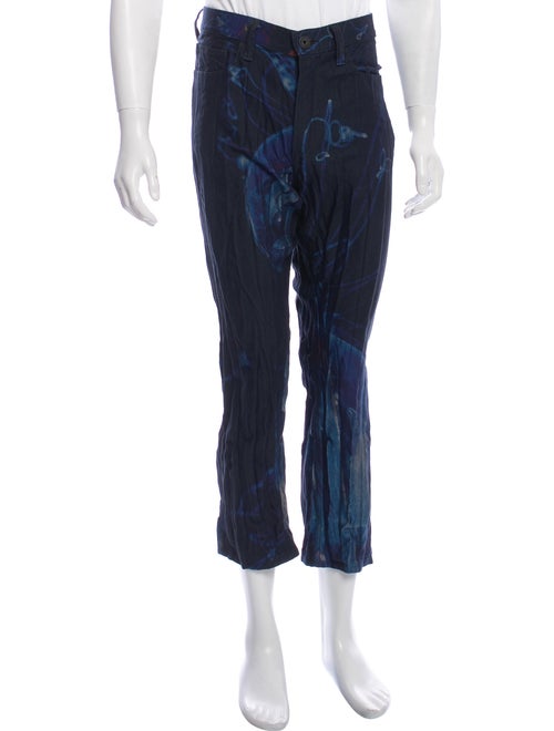 Issey Miyake Pleated Straight-Leg Jeans navy