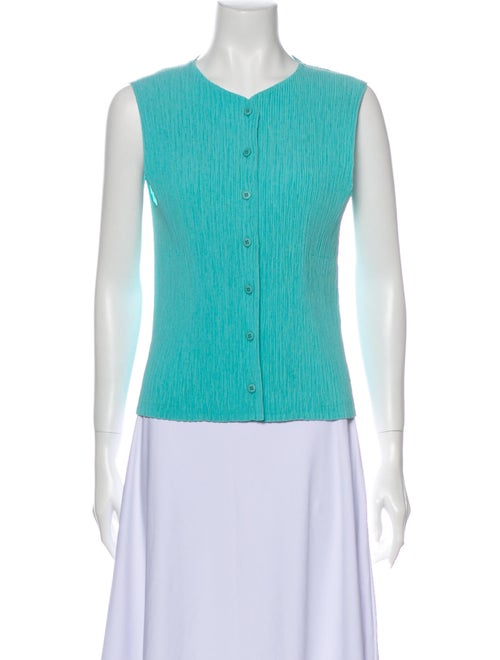Issey Miyake Crew Neck Sleeveless Top Green