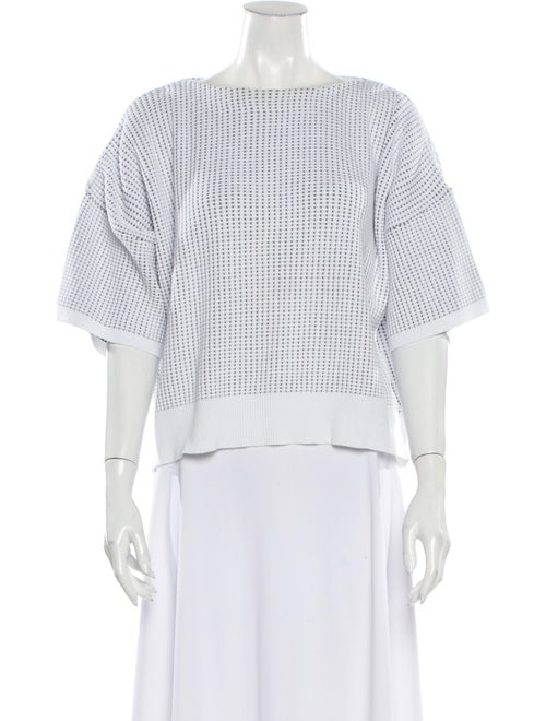 Issey Miyake Bateau Neckline Short Sleeve Top Whit