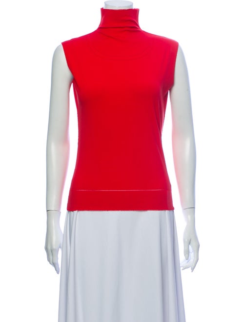 Issey Miyake Turtleneck Sleeveless Top Red