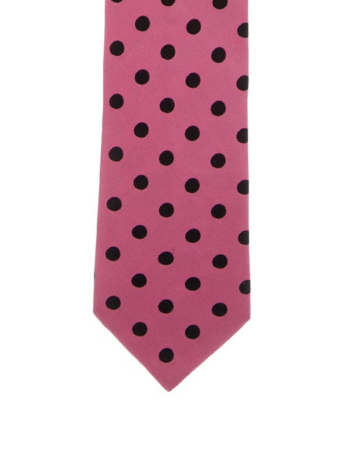 Issey Miyake Polka Dot Silk Tie pink