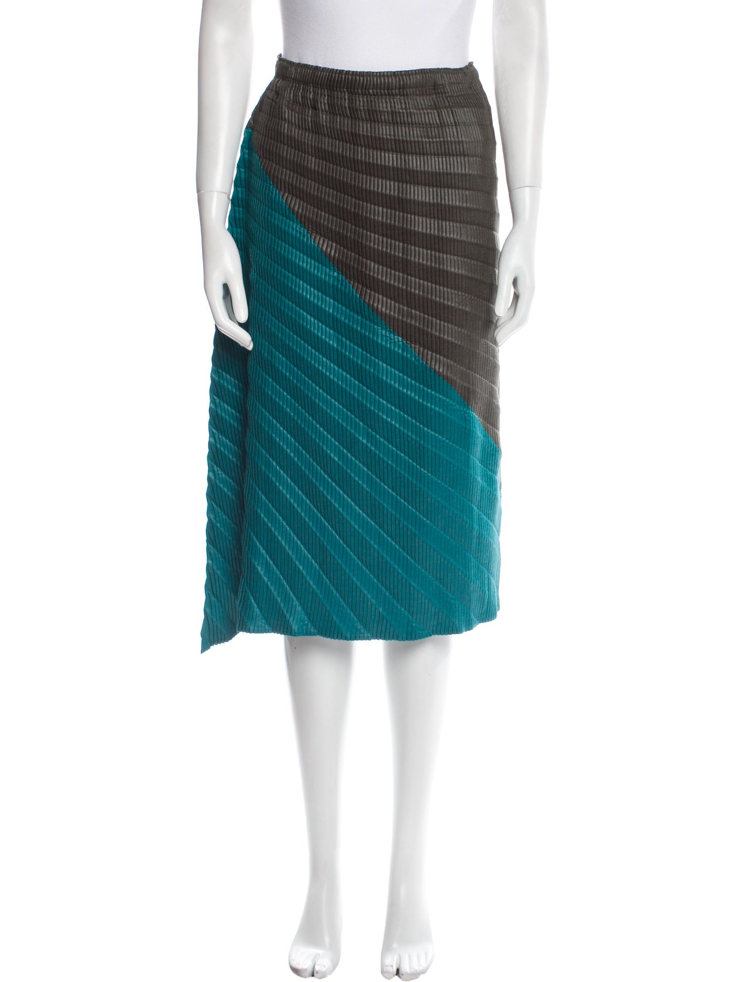Issey Miyake Colorblock Pattern Knee-Length Skirt