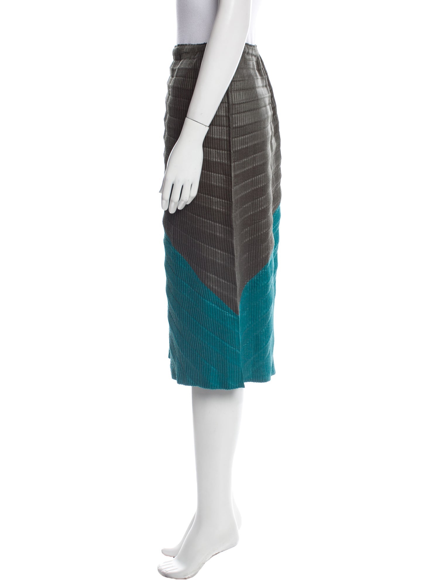 Issey Miyake Colorblock Pattern Knee-Length Skirt