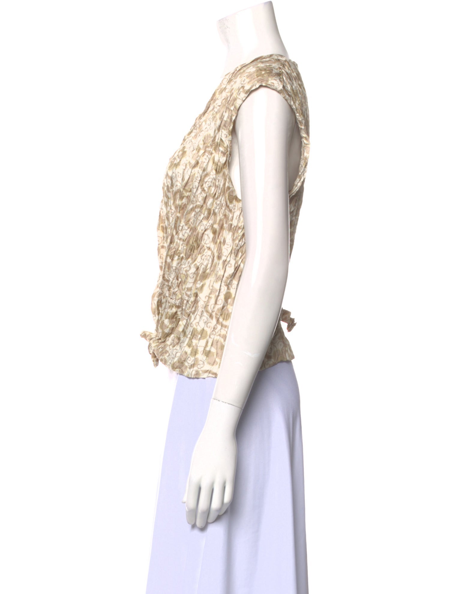 Issey Miyake Printed V-Neck Blouse