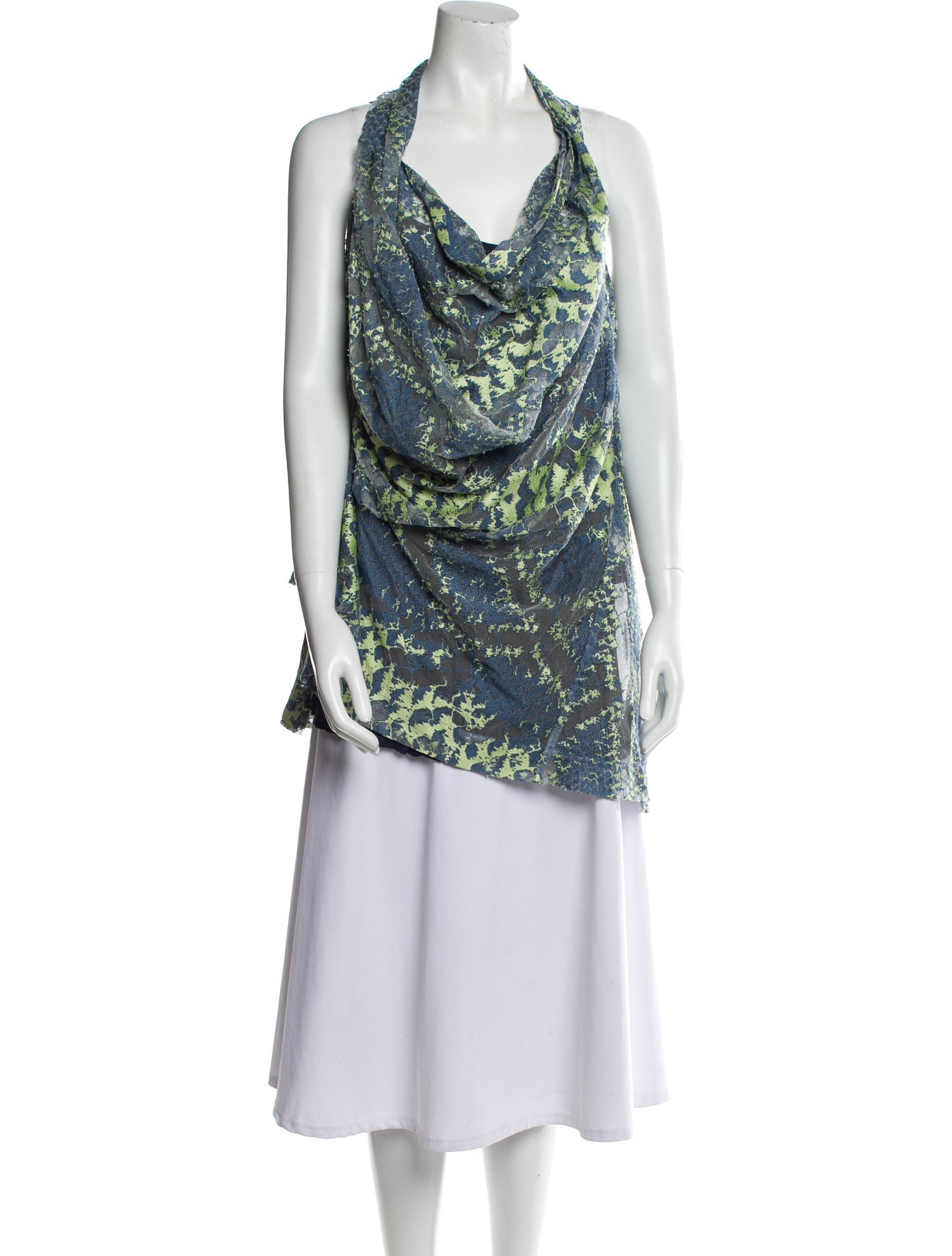 Issey Miyake Printed Cowl Neck Tunic