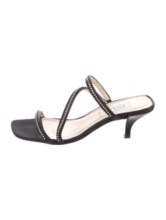 Issey Miyake Satin Crystal Embellishments Slides