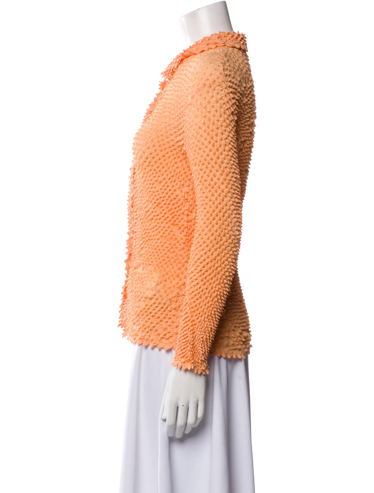 Issey Miyake Lace Pattern Mock Neck Blouse