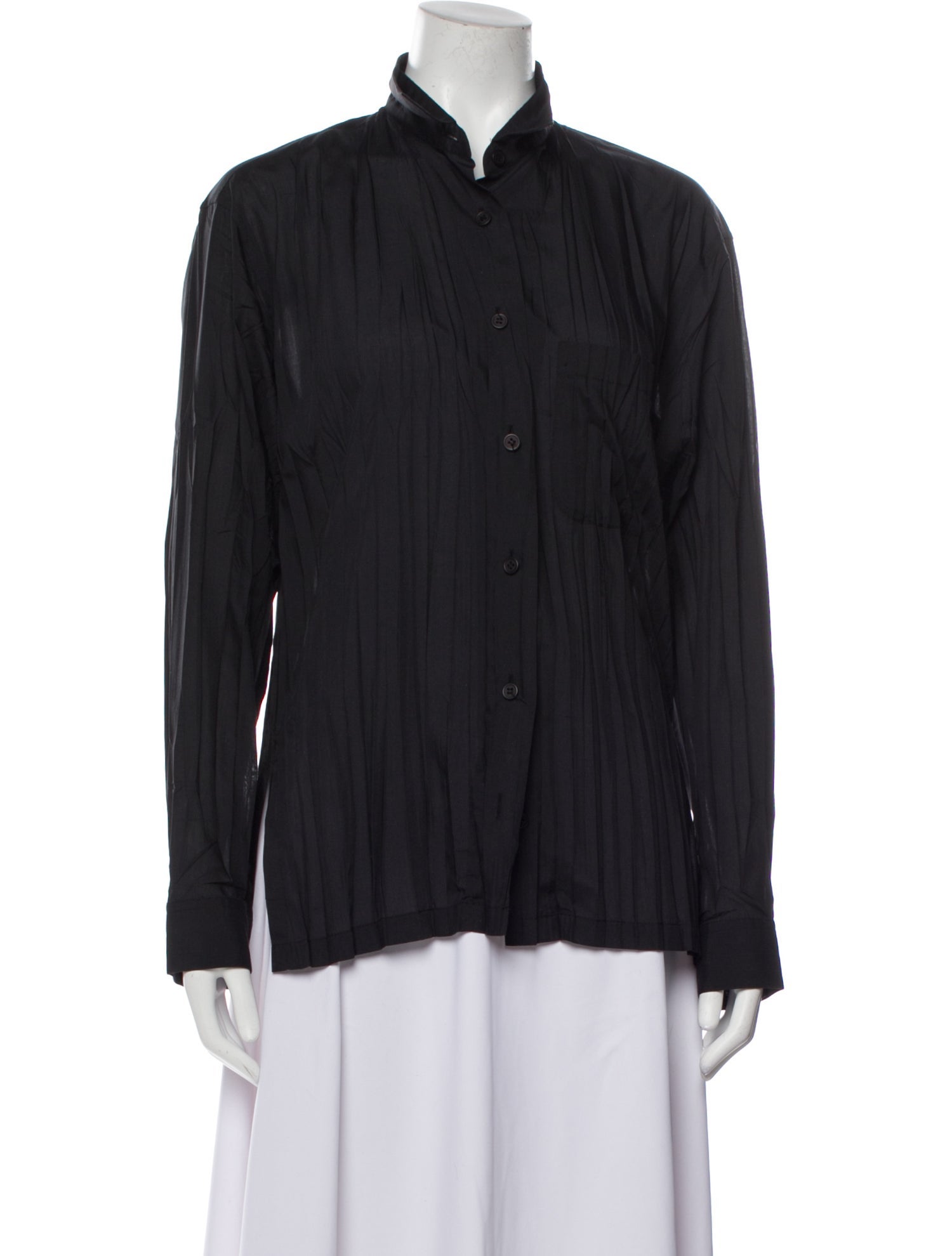Issey Miyake Long Sleeve Button-Up Top