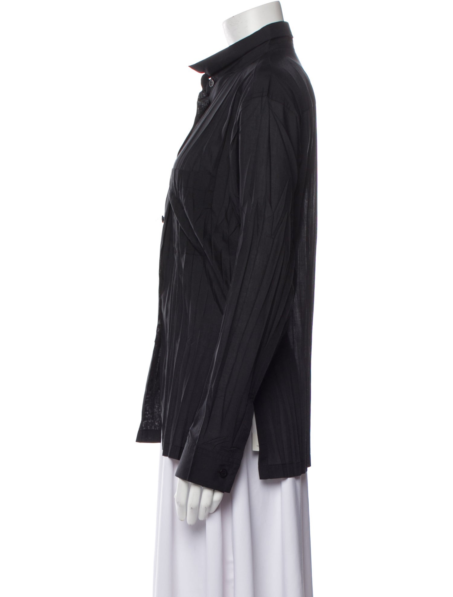 Issey Miyake Long Sleeve Button-Up Top