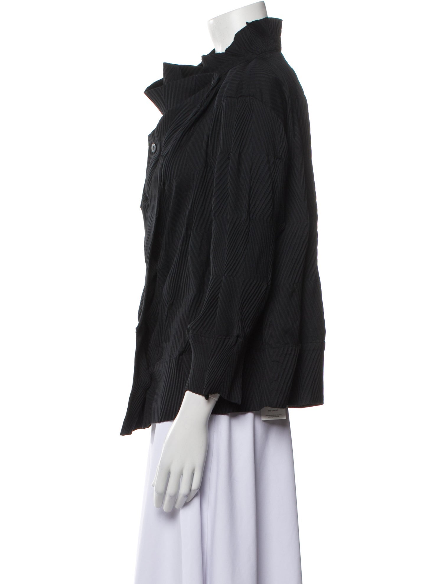 Issey Miyake Cowl Neck Three-Quarter Sleeve Blouse