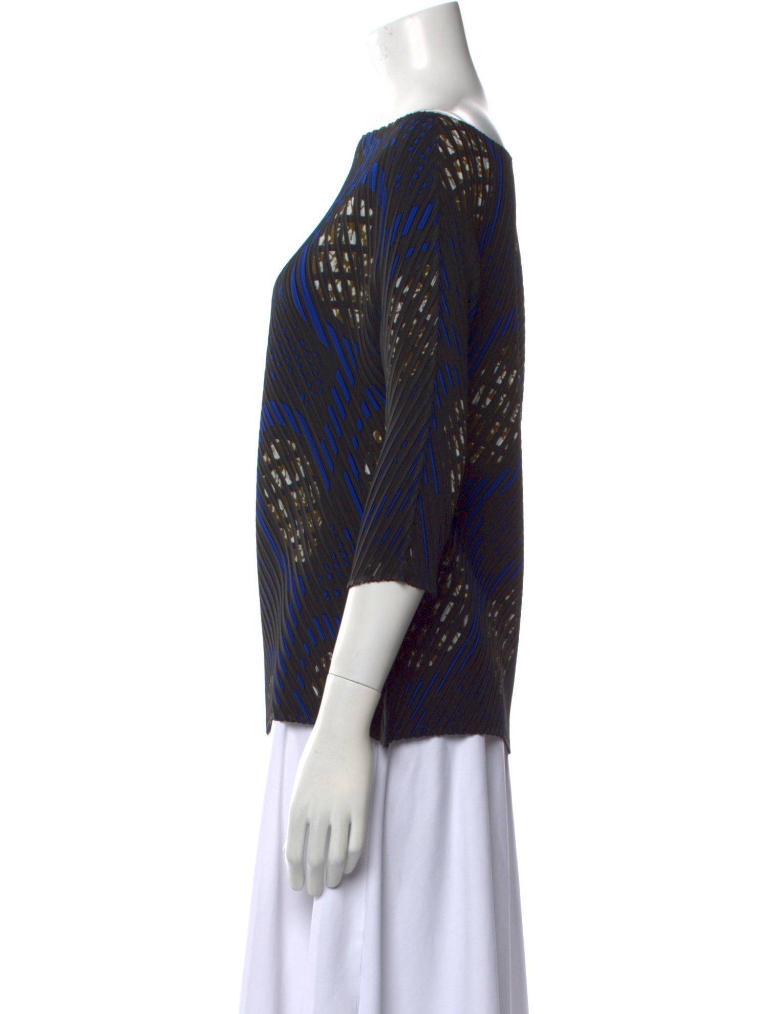 Issey Miyake Printed Bateau Neckline Blouse