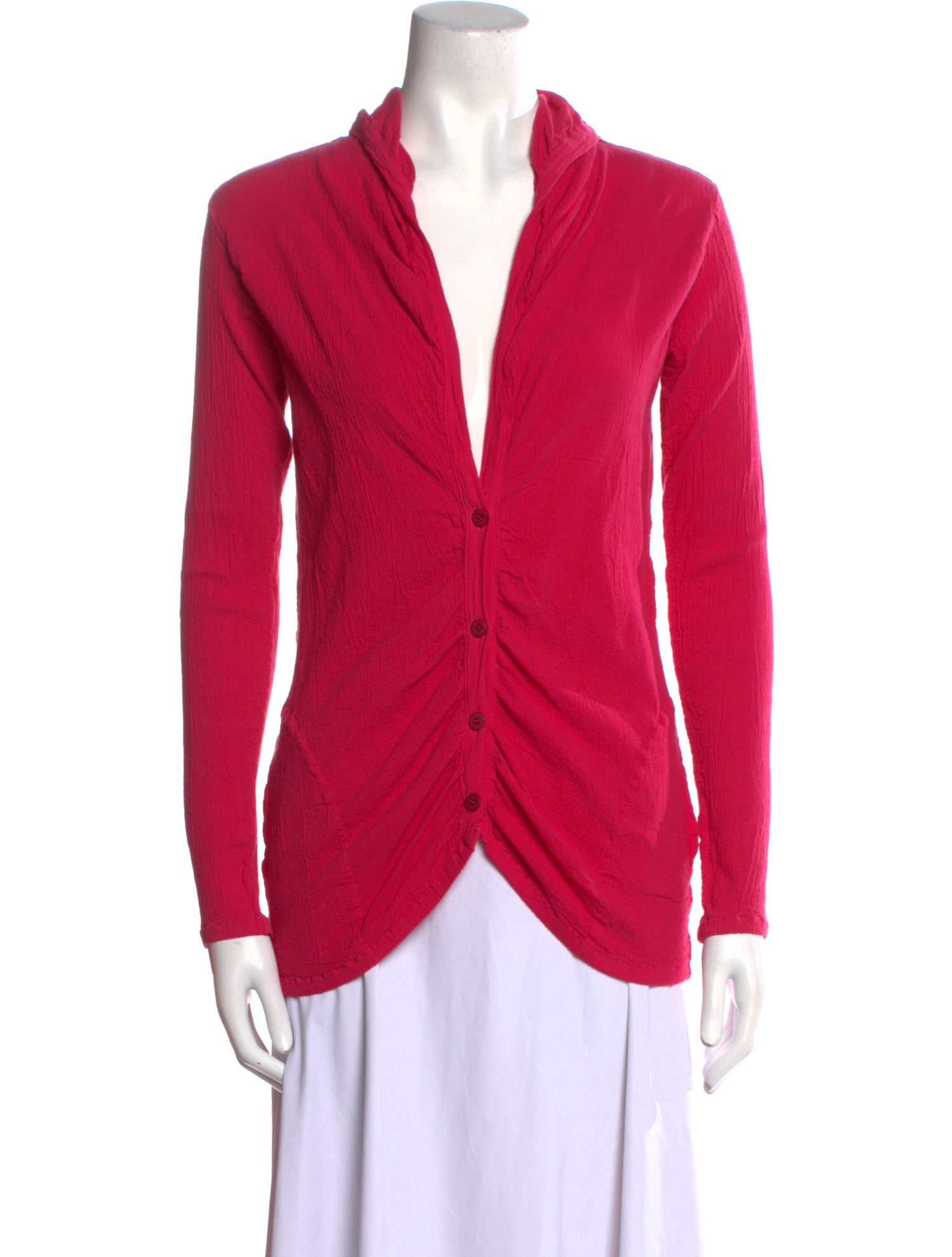 Issey Miyake Plunge Neckline Long Sleeve Top