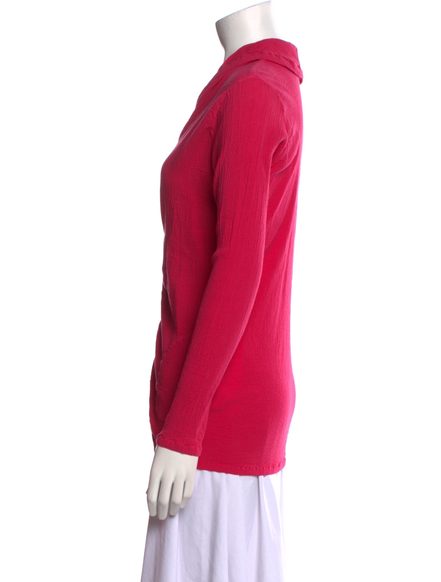 Issey Miyake Plunge Neckline Long Sleeve Top