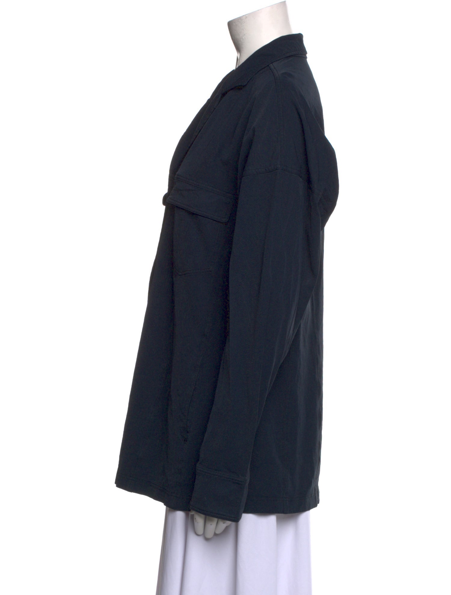 Issey Miyake Nylon Long Sleeve Button-Up Top