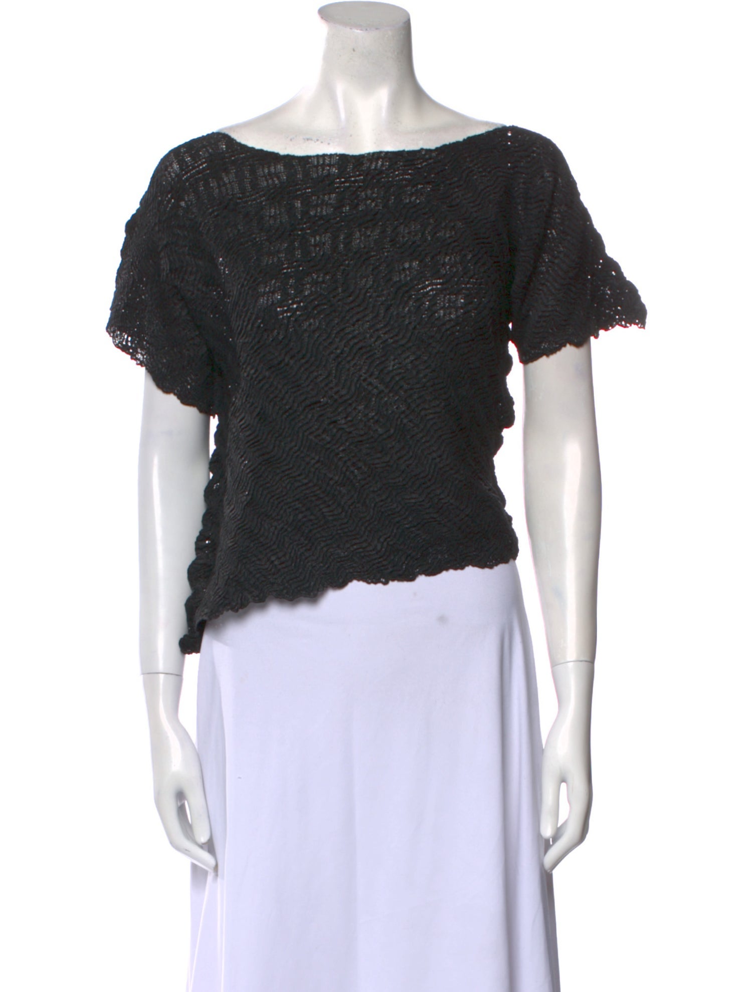 Issey Miyake Bateau Neckline Short Sleeve Crop Top