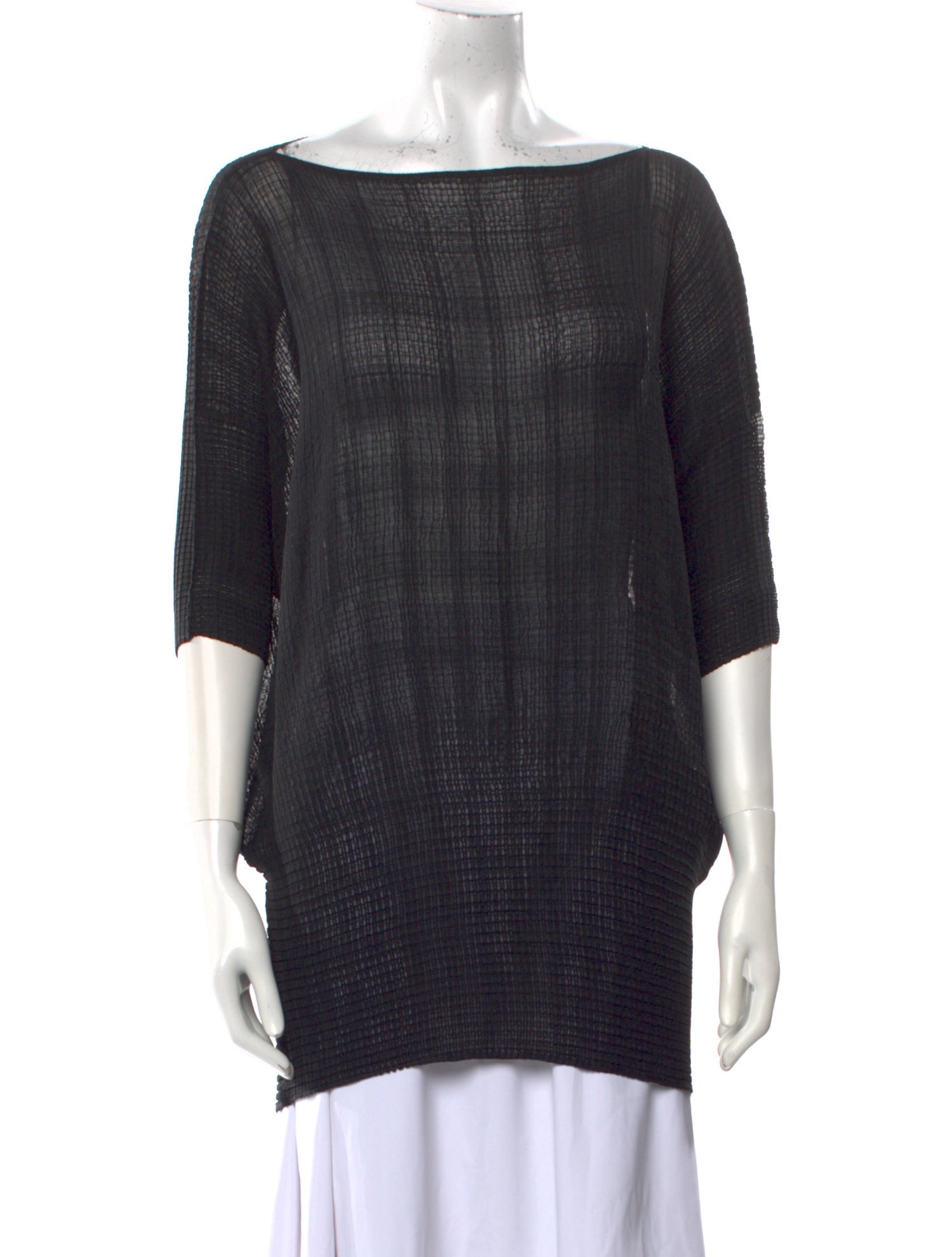 Issey Miyake Bateau Neckline Three-Quarter Sleeve Tunic