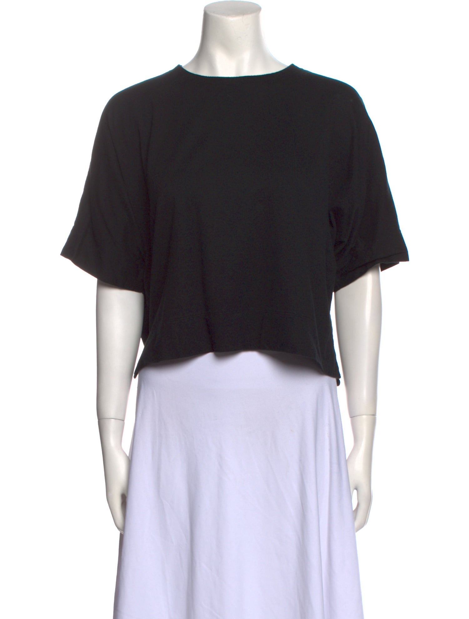 Issey Miyake Bateau Neckline Short Sleeve Crop Top