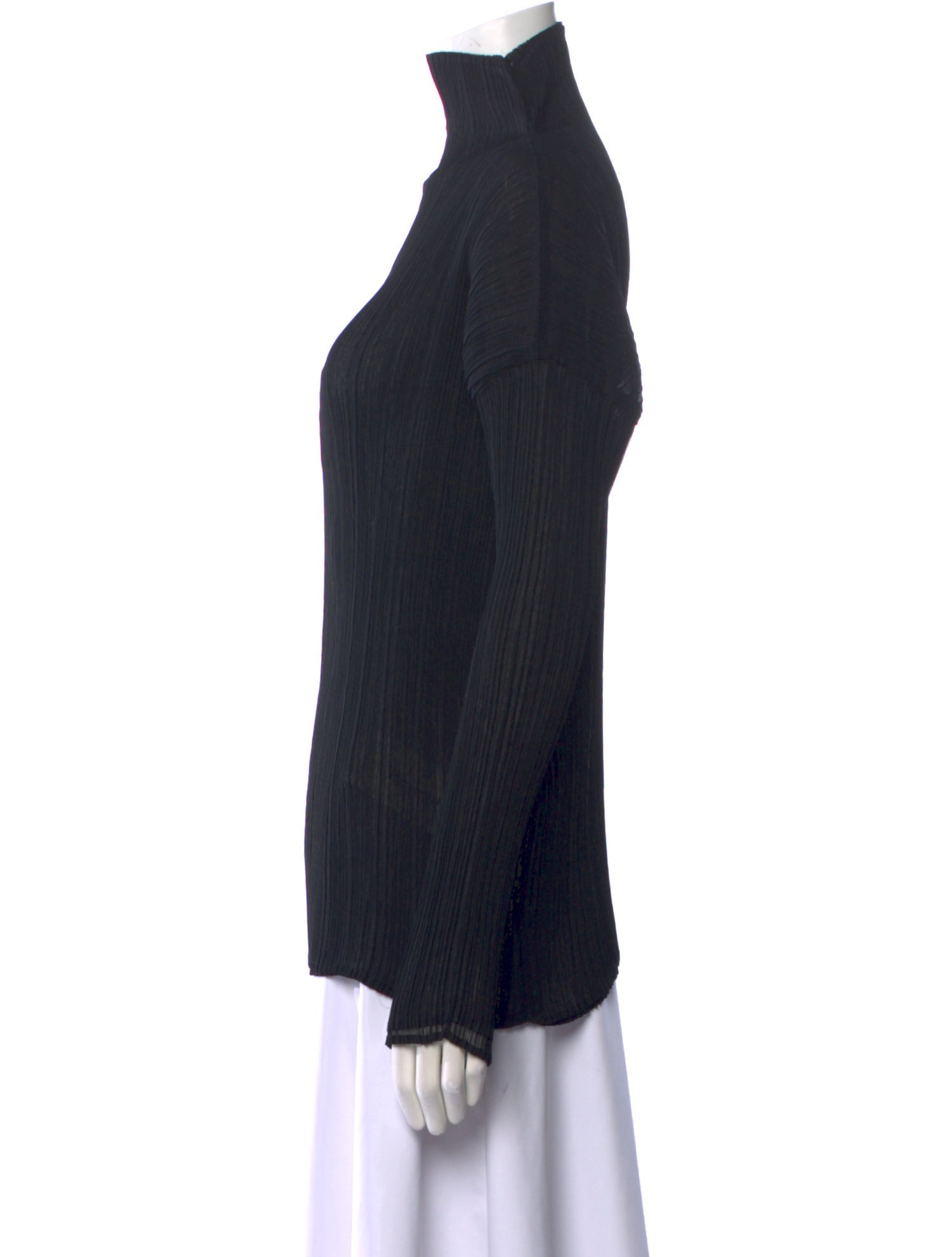 Issey Miyake Mock Neck Long Sleeve Blouse