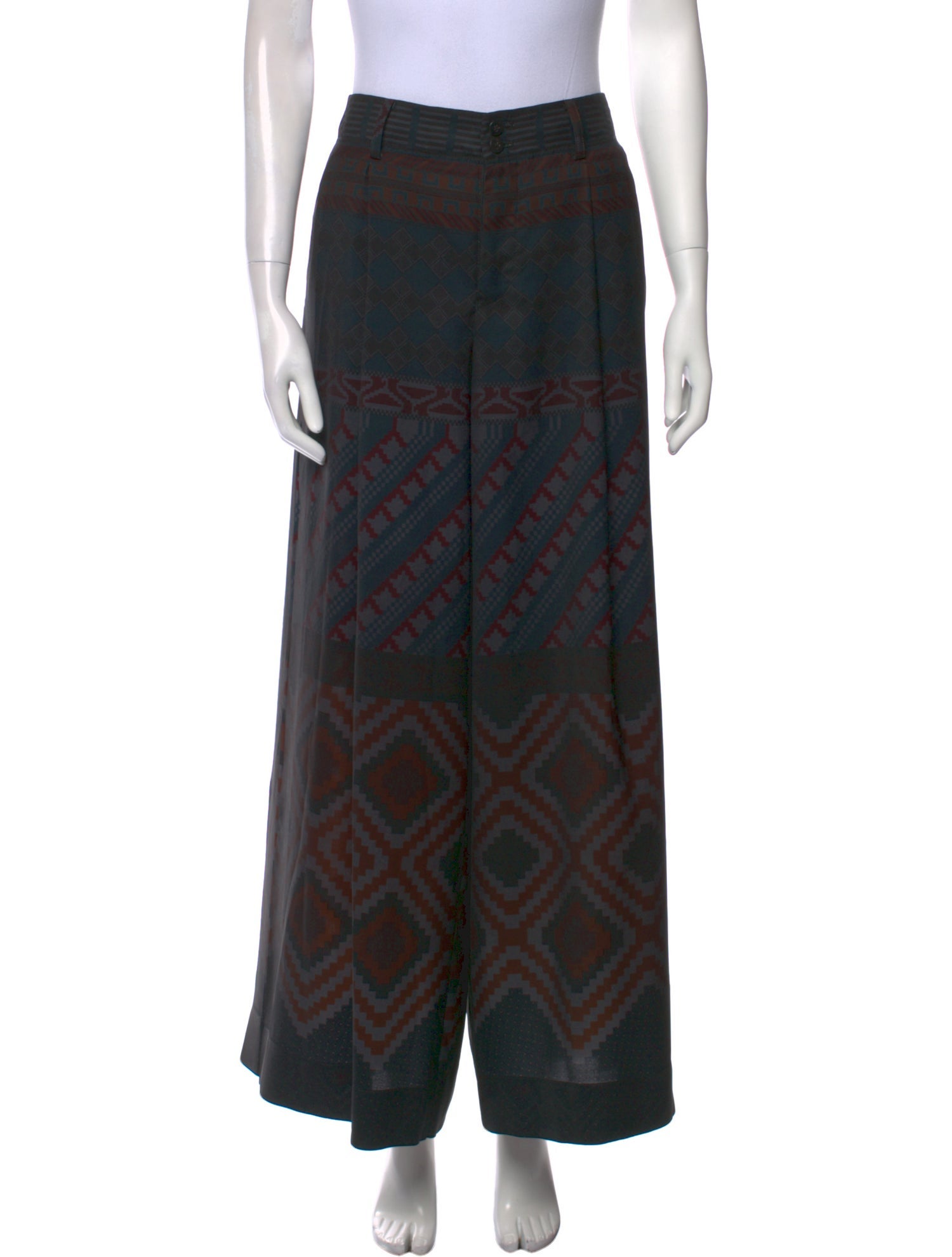 Issey Miyake Printed Wide Leg Pants