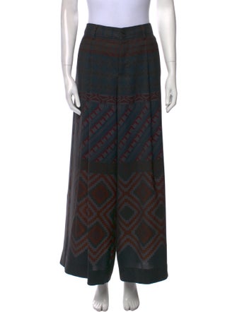 Issey Miyake Printed Wide Leg Pants
