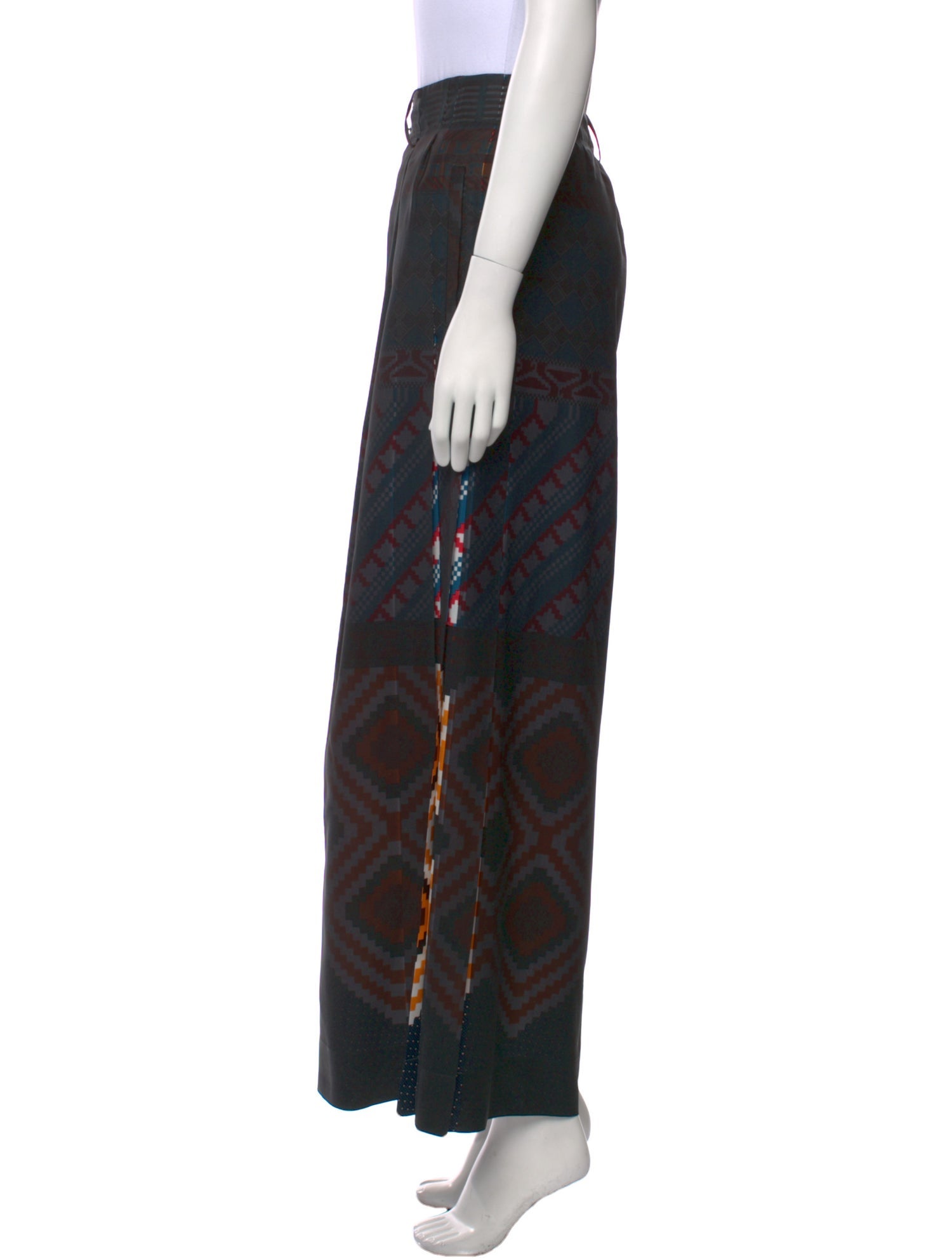 Issey Miyake Printed Wide Leg Pants