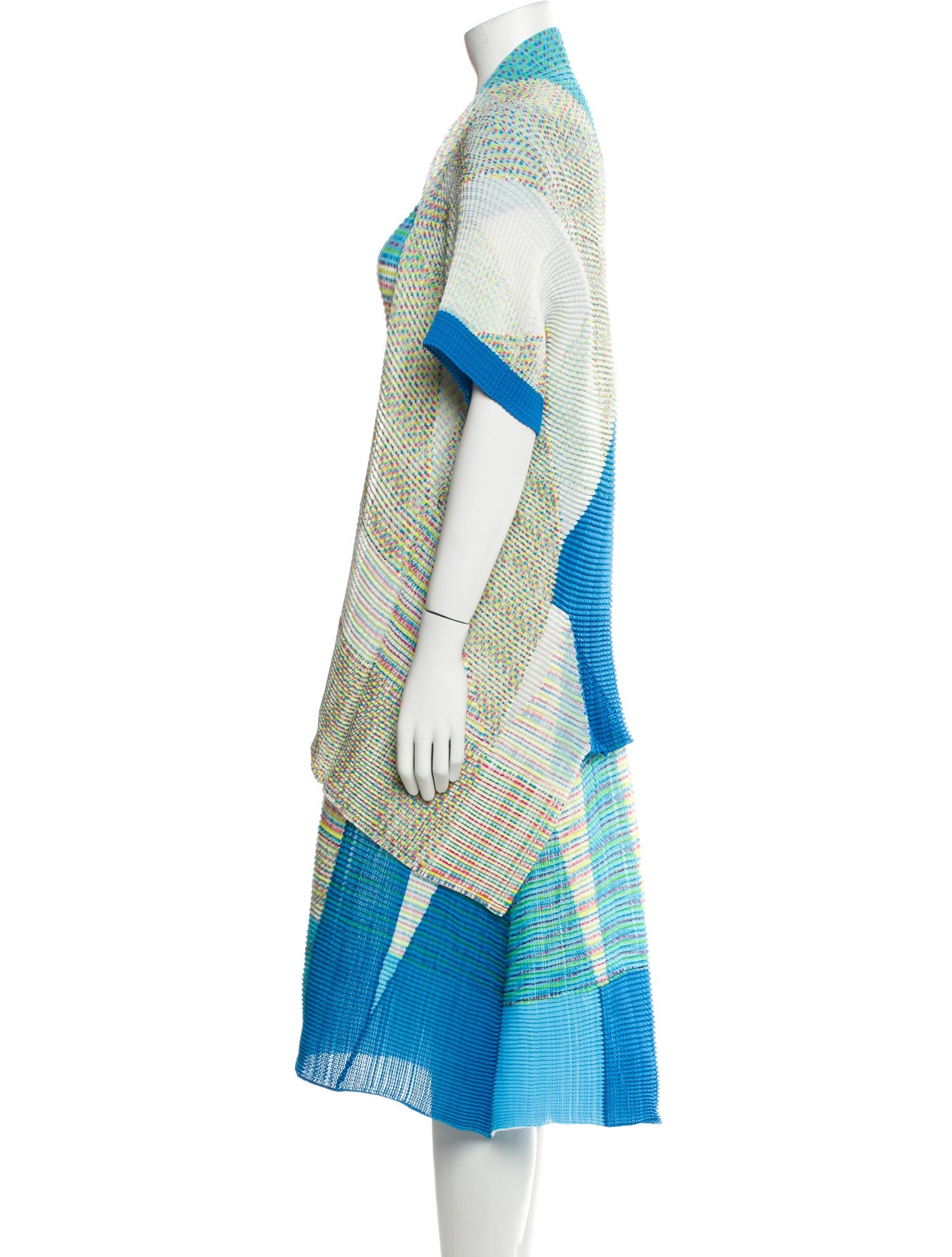 Issey Miyake Striped Pleated Accents Dress Set