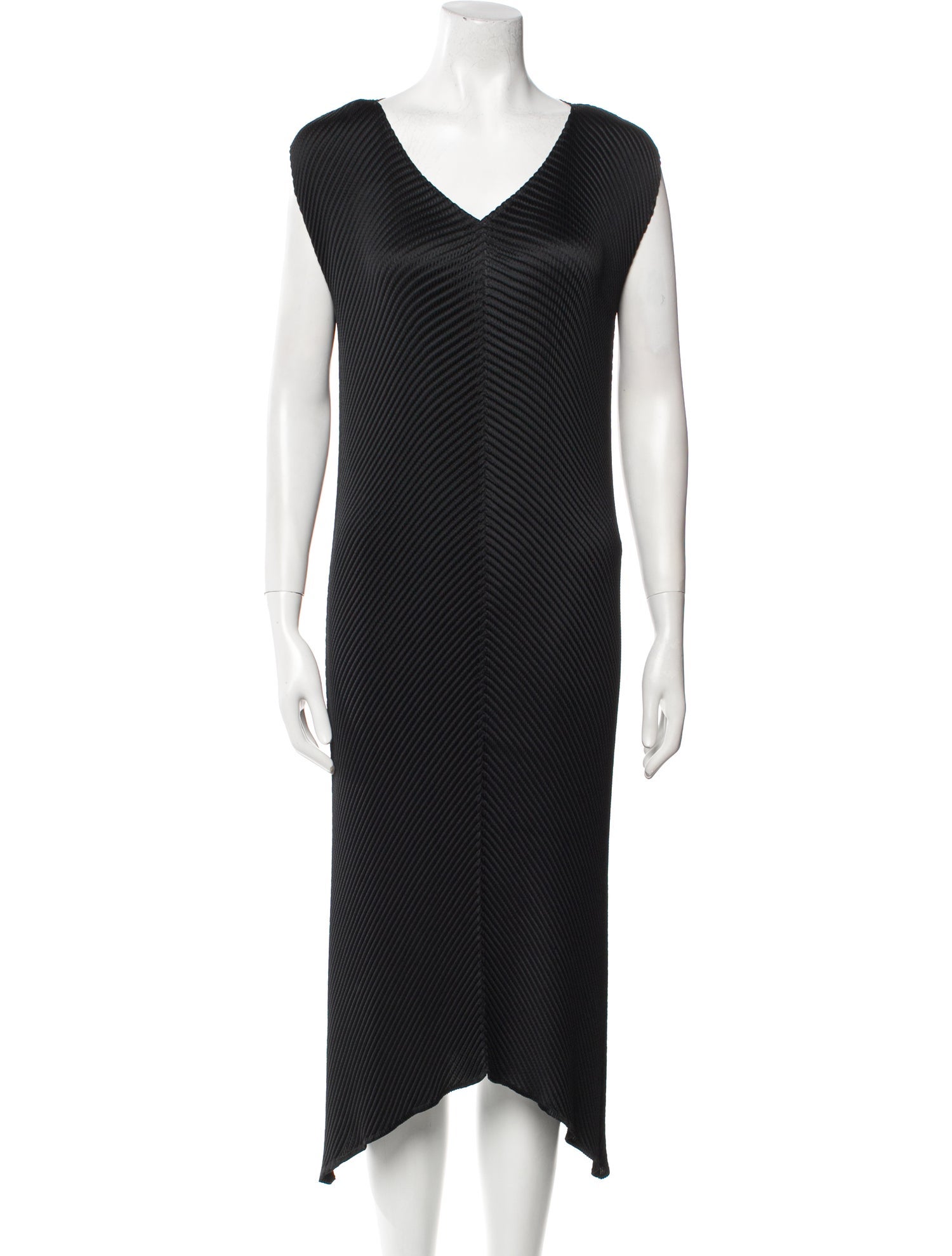 Issey Miyake Striped Midi Length Dress