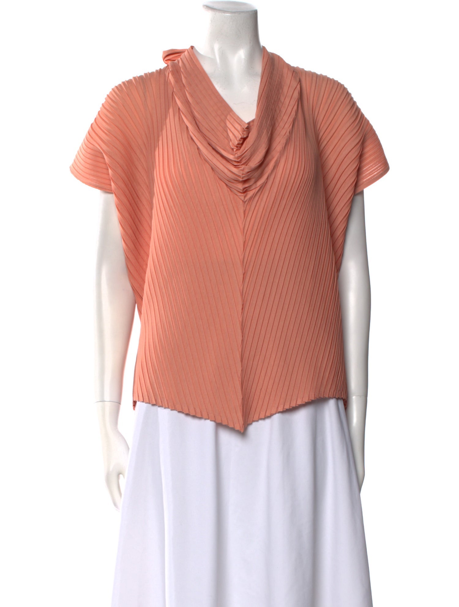 Issey Miyake Cowl Neck Short Sleeve Top