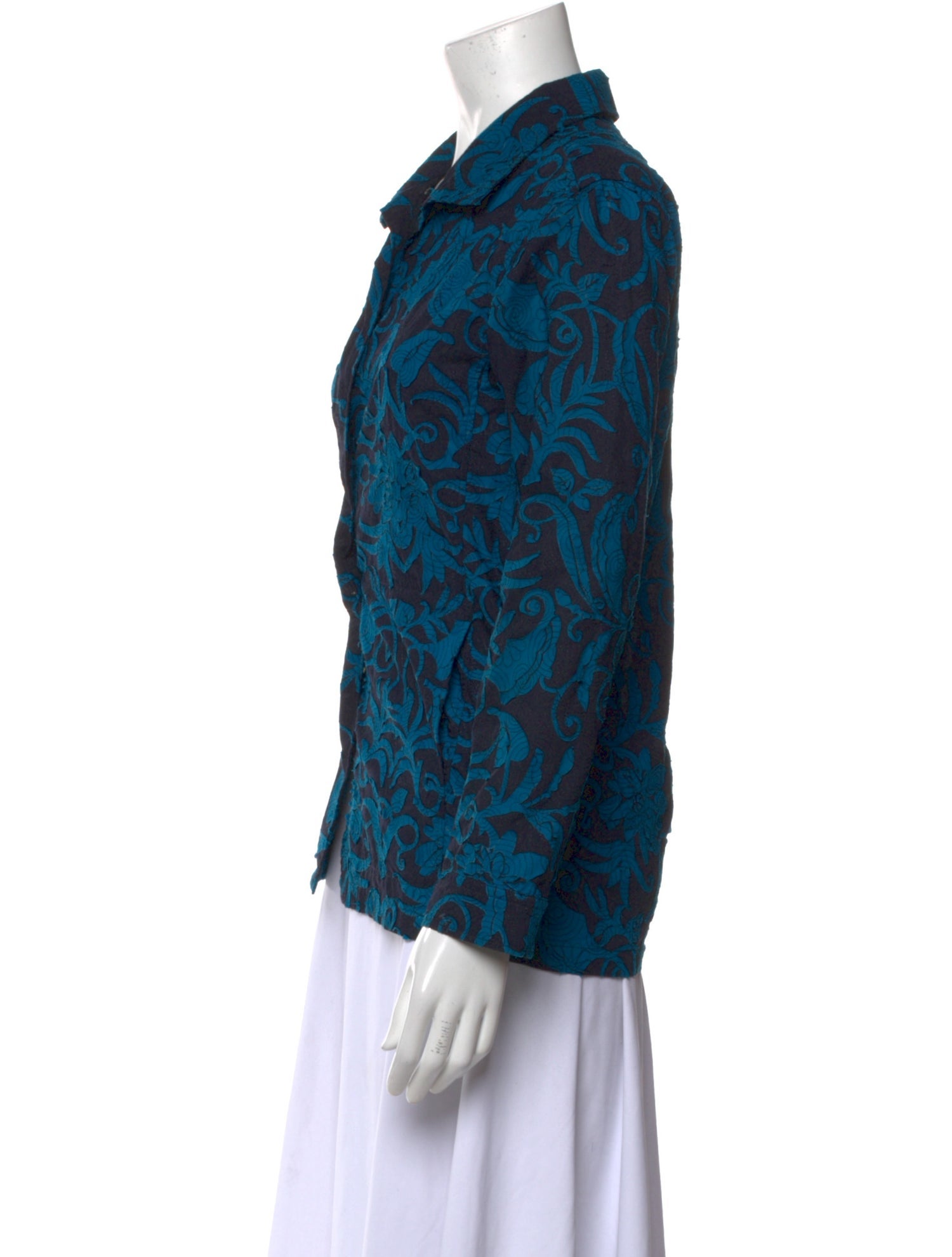 Issey Miyake Fete Printed Long Sleeve Button-Up Top