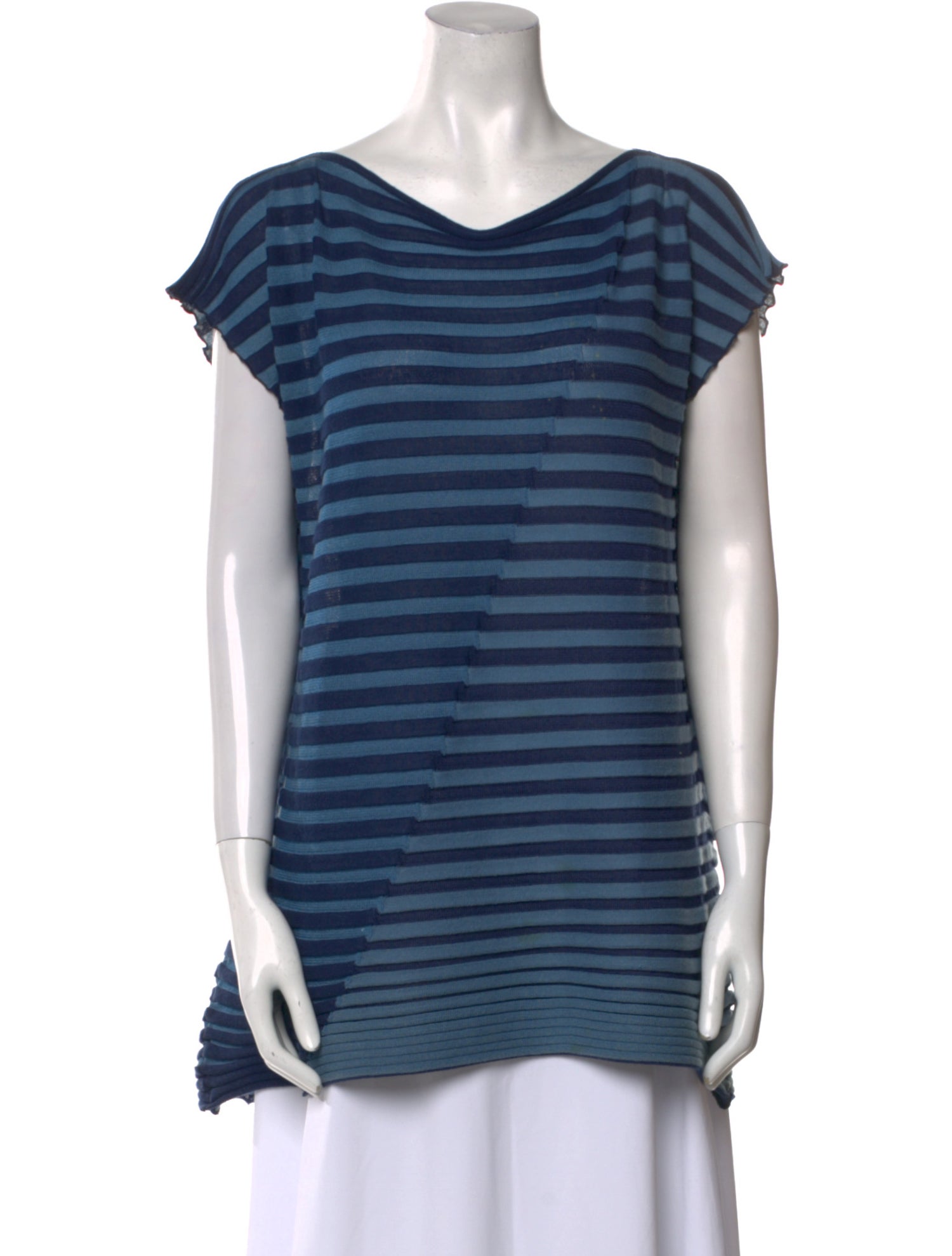Issey Miyake Striped Cowl Neck T-Shirt