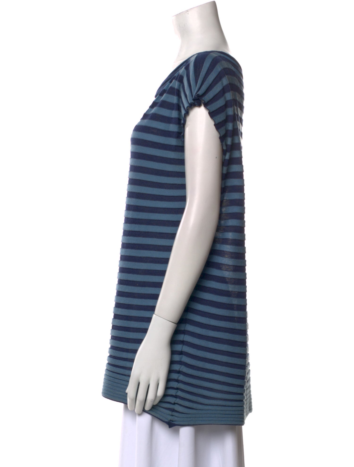 Issey Miyake Striped Cowl Neck T-Shirt