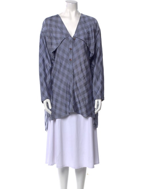 Issey Miyake Silk Plaid Print Tunic